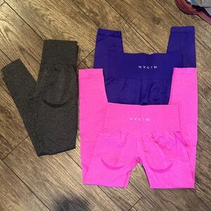 NVGTN Women's Leggings Set - Black, Purple, and Pink